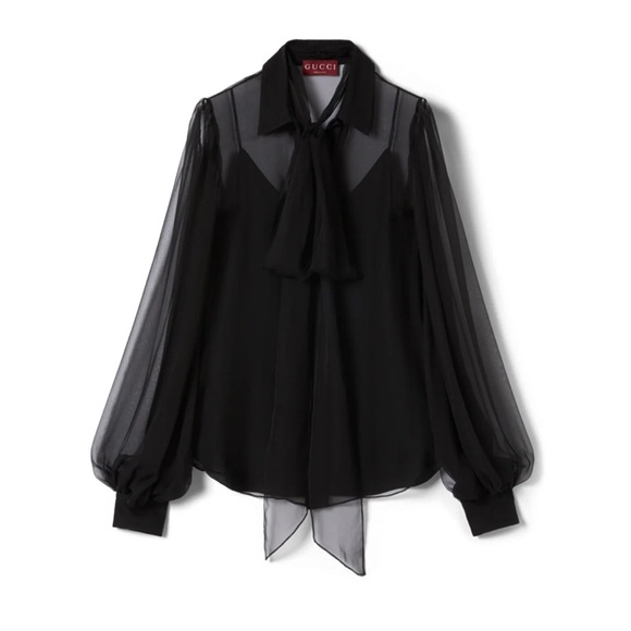 Gucci Tops - GUCCI Sheer Blouse with Bow